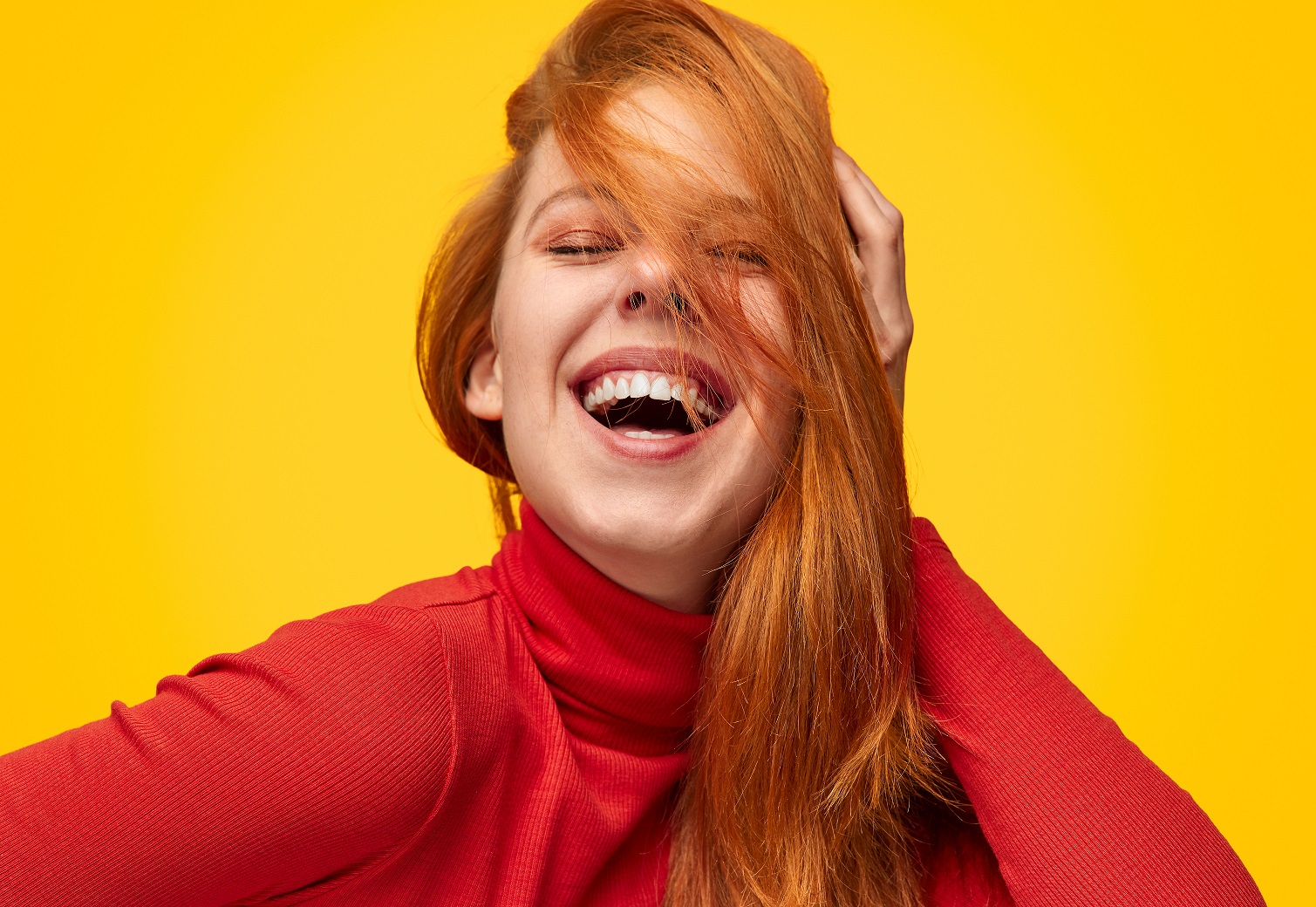 Laughing Model Touching Ginger Hair 2022 11 04 20 58 28 Utc
